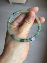 Load image into Gallery viewer, 55.6mm Certified Type A 100% Natural green/black/gray/purple with dark green floating flowers slim round cut Jadeite bangle PD46-5748
