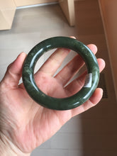 Load image into Gallery viewer, 59mm certified 100% Natural dark green/gray/black (nebula dust) chubby round cut nephrite Jade bangle HN126-0205
