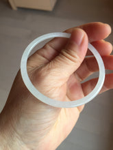 Load image into Gallery viewer, 54mm Certified Type A 100% Natural icy watery white/light purple/green flat skinny Jadeite Jade bangle BG217-8571
