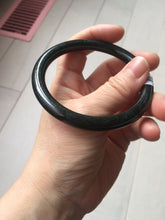 Load image into Gallery viewer, 58.6mm Certified type A 100% Natural dark green black MoCui(墨翠) round cut Jadeite bangle PC150-0687
