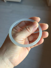 Load image into Gallery viewer, 58mm Certified 100% Natural icy watery white gray pink slim nephrite jade bangle HN135-9191
