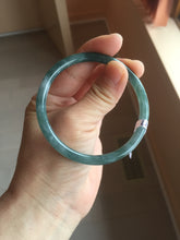 Load image into Gallery viewer, 55.7mm Certified Type A 100% Natural dark green/blue/gray Guatemala slim round cut Jadeite bangle PH1-2337
