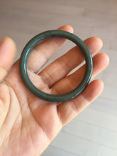 Load image into Gallery viewer, 51.1mm Certified Type A 100% Natural dark green blue gray black slim round cut Guatemala Jadeite bangle PJ3-4307
