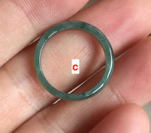 Load image into Gallery viewer, Size5 100% natural type A icy watery light green/blue/yellow/gray skinny Guatemala jadeite jade slim band ring AR105
