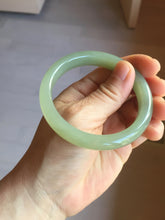 Load image into Gallery viewer, 54.5mm certified 100% Natural icy watery dark green gray nephrite bangle HN154-9685
