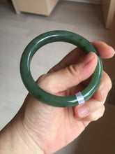 Load image into Gallery viewer, 56.3mm certified 100% Natural dark green black (碧玉) nephrite Jade bangle HT104-1584
