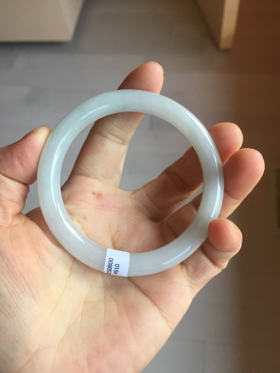 56.5mm Certified Type A 100% Natural light green/purple/white round cut Jadeite bangle PD105-4910