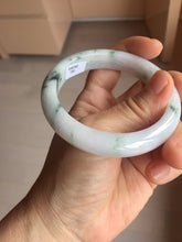 Load image into Gallery viewer, 56.8mm Certified Type A 100% Natural light purple white green with green floating flowers jadeite Jade bangle PB294-7301
