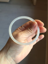 Load image into Gallery viewer, 57.8mm Certified 100% Natural icy white/gray/pale pink(淡藕粉) slim round cut nephrite jade bangle HN42-9074
