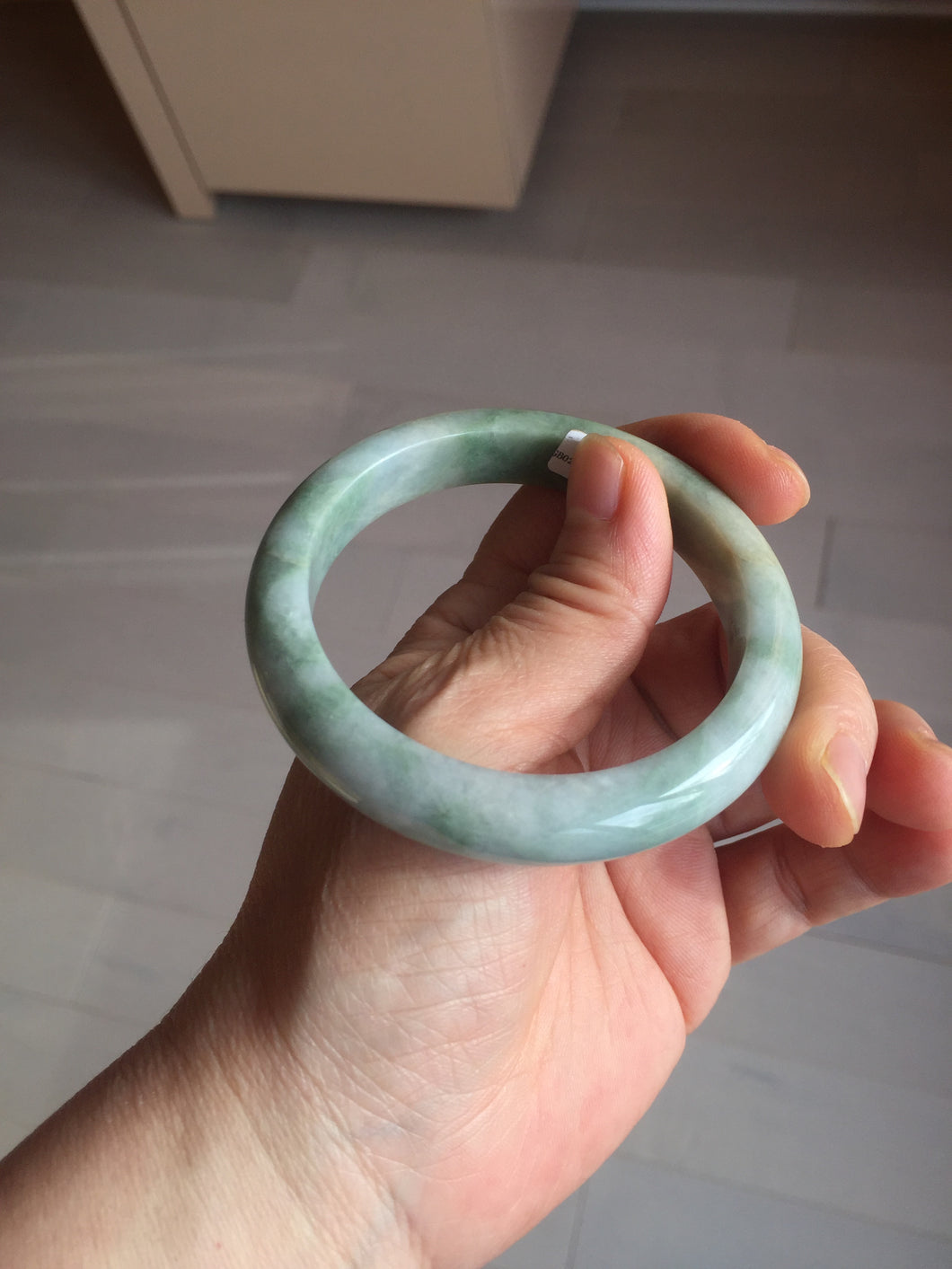 55.7mm certified 100% natural type A green/yellow/gray jadeite jade bangle AU53-0246
