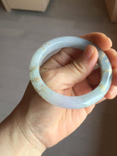 Load image into Gallery viewer, 53.5mm certified 100% Natural type A icy watery light green purple carved branches and flowers and golden-painted Jadeite Jade bangle PH196-5248
