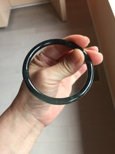 Load image into Gallery viewer, 57mm Type A 100% Natural half black(乌鸡) half icy blue (蓝水) Guatemala Slim Round Cut Jadeite Bangle PJ132-1375
