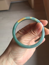 Load image into Gallery viewer, 53.5mm Certified Type A 100% Natural dark green/blue/yellow Guatemala slim Jadeite bangle PF13-5872
