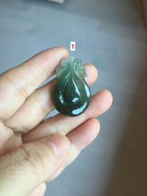 Load image into Gallery viewer, 100% Natural type A dark green/gray/black(油青) Jadeite Jade seashell (福贝)  pendant group BP187
