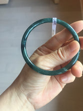 Load image into Gallery viewer, 61.5mm Certified Type A 100% Natura dark blue/green/gray/black Guatemala slim round cut Jadeite bangle AZ152-2047
