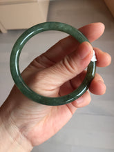 Load image into Gallery viewer, 57.4mm Certified 100% natural Type A oily dark green/ gray/brown (老油青) slim round cut jadeite jade bangle PB319-0599
