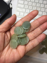 Load image into Gallery viewer, 100% Natural type A light icy watery green/yellow/gray (黄杨绿)round Jadeite Jade safe and sound pendant group BF158
