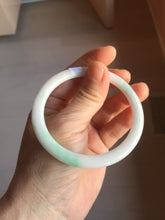 Load image into Gallery viewer, 55.5mm Certified Type A 100% Natural sunny green/white(白底青) flat Jadeite Jade bangle PE40-2866
