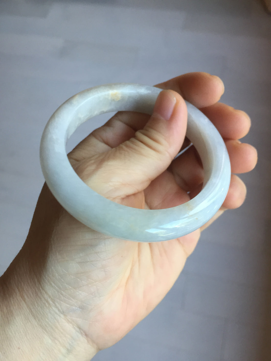 54.5mm Certified Type A 100% Natural white purple Jadeite bangle AY130-6662