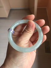 Load image into Gallery viewer, 52.2mm 100% Natural type A icy watery light green carved and golden-painted round cut slim Jadeite Jade bangle BH129
