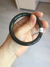 Load image into Gallery viewer, 58.4mm 100% Natural dark green/black meteorite Stellar Night sky slim round cut nephrite bangle HT113-8249
