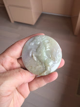 Load image into Gallery viewer, 100% Natural type A green purple yellow(FU LU SHOU) jadeite Jade horse pendant worry stone AA29
