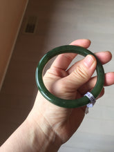 Load image into Gallery viewer, 60mm certified 100% Natural dark green/black nephrite (碧玉)  bangle HN64-9142
