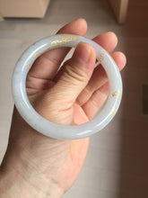 Load image into Gallery viewer, 56.5mm 100% Natural type A light green white carved and golden-painted Jadeite Jade bangle PA112-4326
