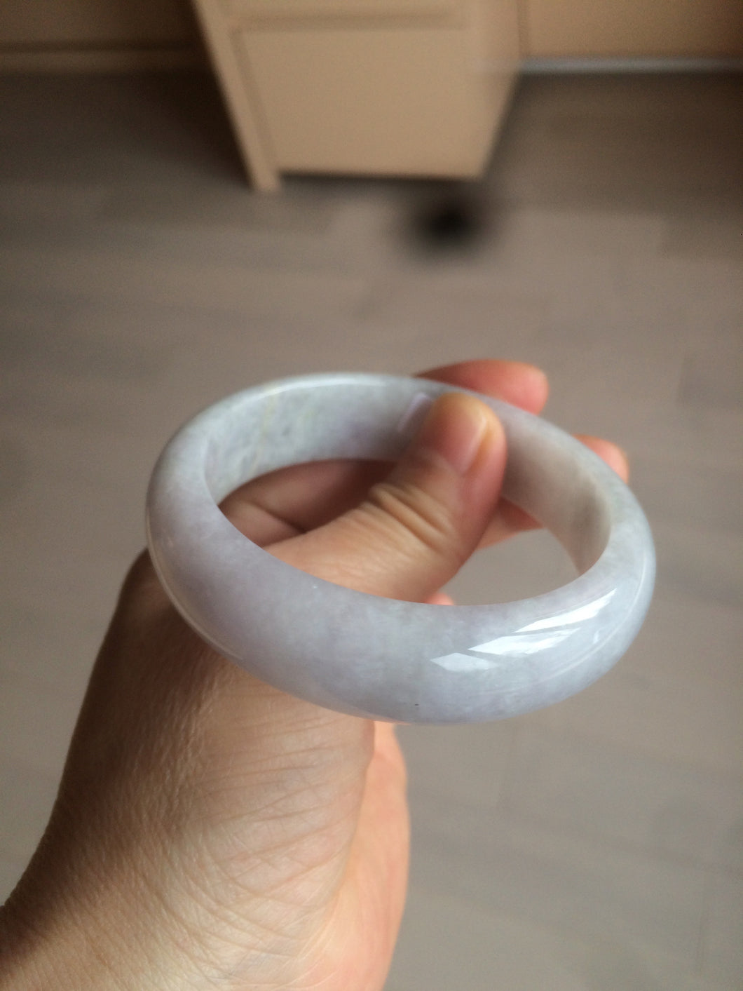 56mm Certified type A 100% Natural purple/white chubby Jadeite bangle AZ133-9661
