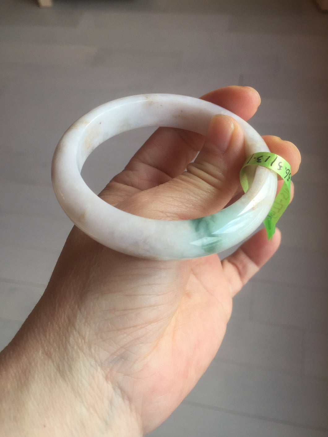 56.5mm certified 100% natural Type A green purple brown jadeite jade bangle G77-5703