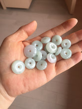 Load image into Gallery viewer, 15-19mm Type A 100% Natural light green purple white Jadeite Safety Guardian Button donuts pendant PH48 Add on item.
