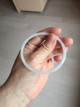 Load image into Gallery viewer, 59mm certifide Type A 100% Natural light green white skinny round cut Jadeite Jade bangle AZ178-0515
