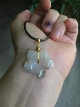 Load image into Gallery viewer, Type A 100% Natural light green/white jadeite Jade flower Pendant AZ91
