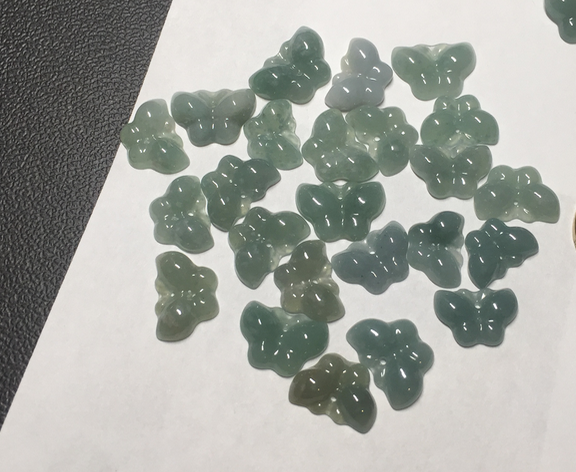 100% Natural type A icy watery  light dark green/blue/gray/black Guatemala Jadeite Jade butterfly pendant BP177