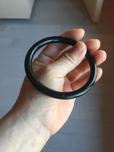 Load image into Gallery viewer, 62.8mm certified 100% Natural dark green/black meteorite round cut nephrite bangle HN133-0589
