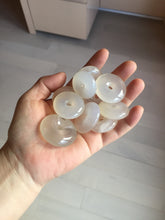 Load image into Gallery viewer, 27-32mm 100% natural icy clear light yellow/white/clear agate safety guardian donut pendant CB79
