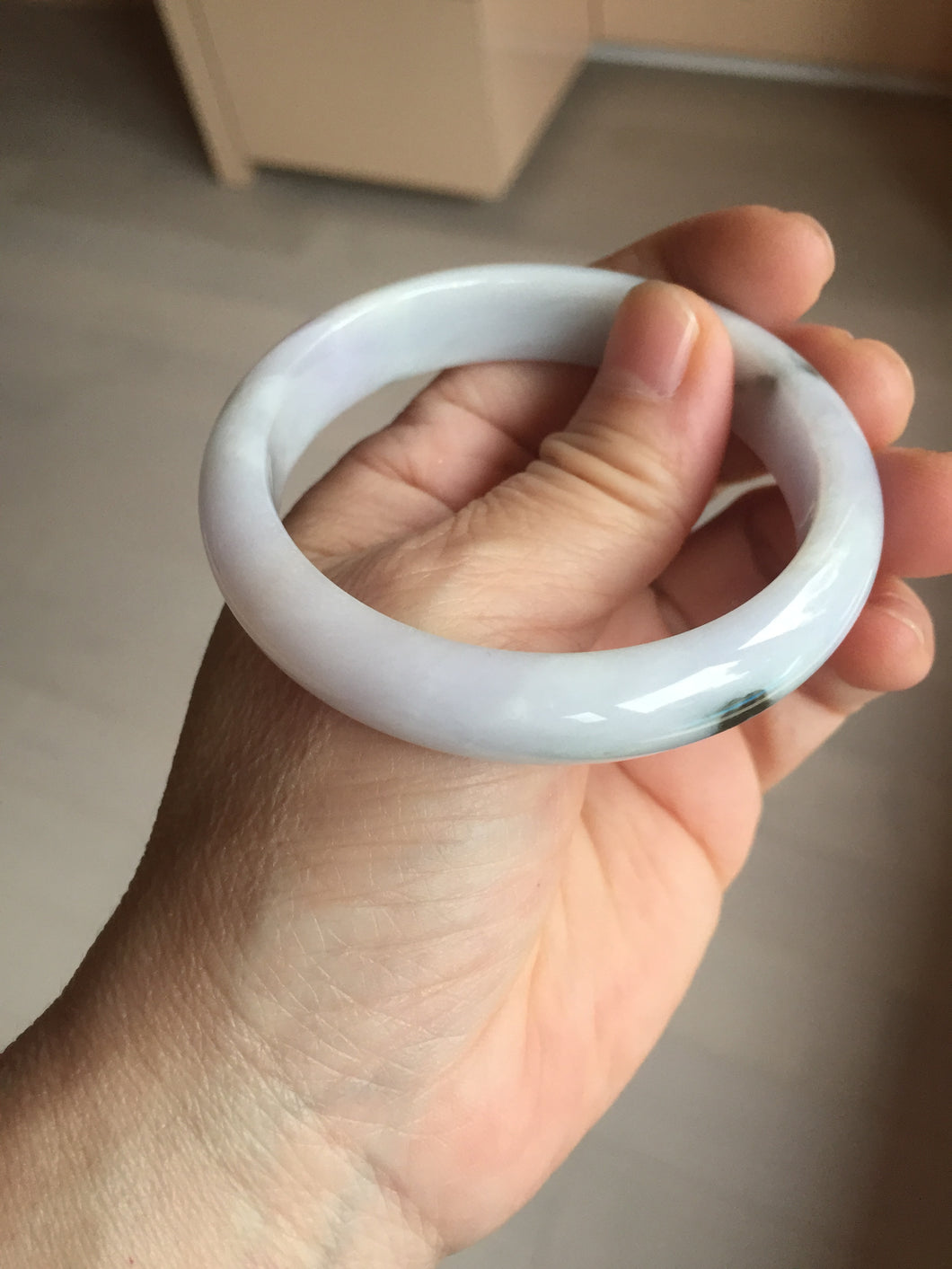 54.8mm certified 100% natural Type A dark green/purple/white with green floating flowers jadeite jade bangle PB232-2827