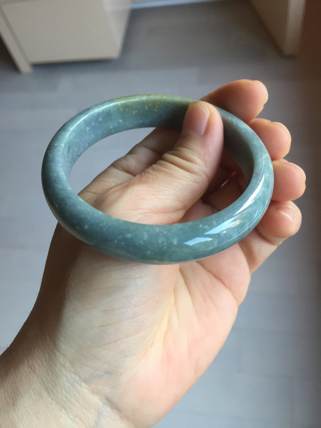 56.5mm Certified Type A 100% Natural blue/gray/black/brown Guatemala Jadeite jade bangle PD163-6306
