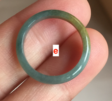 Load image into Gallery viewer, Size5 100% natural type A icy watery light green/blue/yellow/gray skinny Guatemala jadeite jade slim band ring AR105
