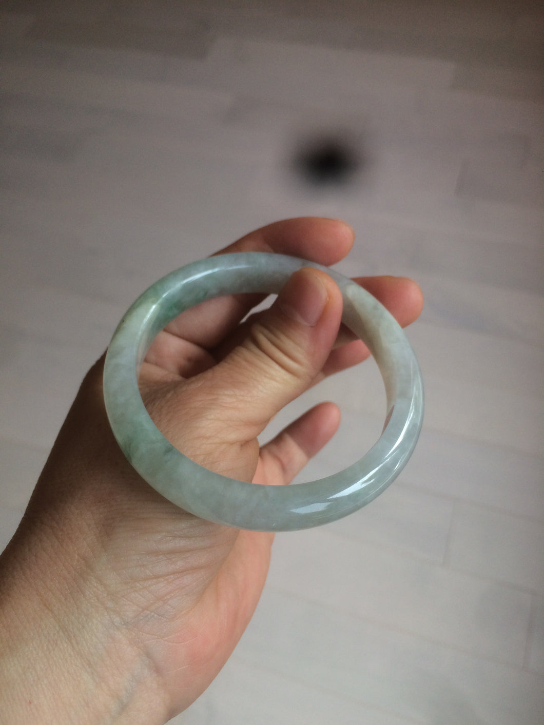 55mm Certified type A 100% Natural super icy watery sunny green Jadeite bangle AY26-1659
