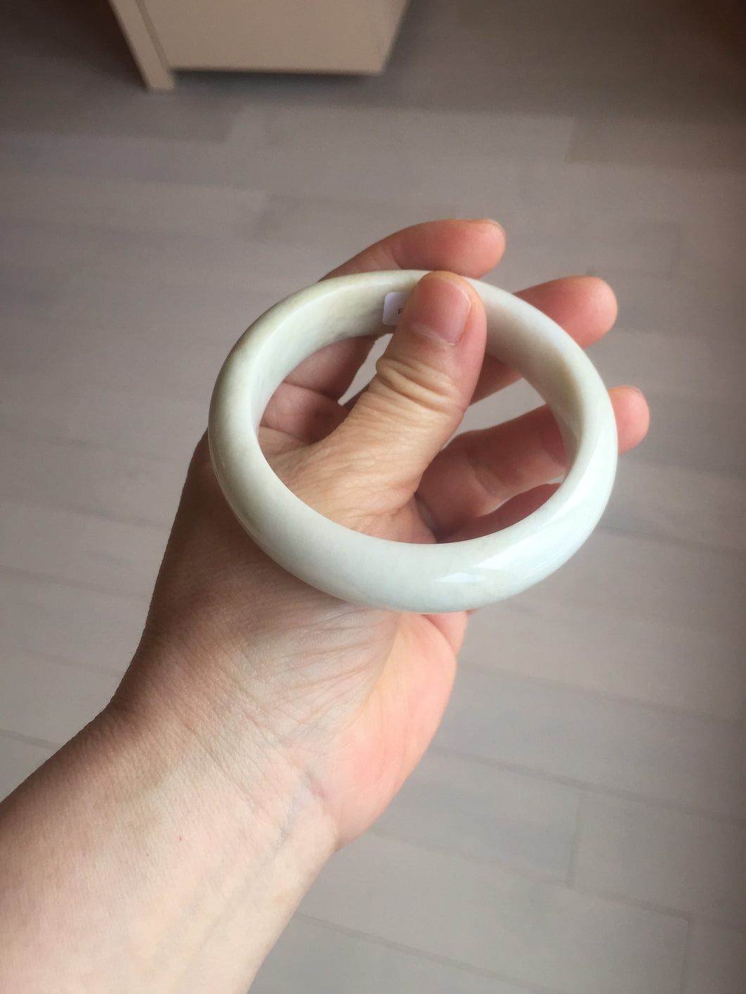 56.5mm Certified Type A 100% Natural white/ green Jadeite Jade bangle PA4-3501 ($29.99 group)