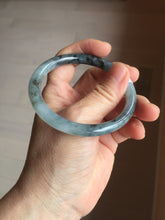 Load image into Gallery viewer, 55.8mm Certified Type A 100% Natural icy watery dark green/purple/gray round cut Jadeite bangle AA131-6925
