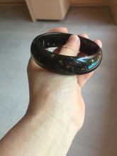 Load image into Gallery viewer, 60.3mm 100% Natural dark green/black meteorite Stellar Night sky nephrite bangle HN26-7598
