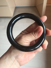 Load image into Gallery viewer, 62mm certified 100% Natural black meteorite chubby round cut nephrite(墨玉 MoYu) bangleHN164-6427 Add on item
