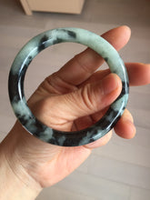 Load image into Gallery viewer, 58.5mm certified 100% natural type A dark green white with green floating flowers jadeite bangle PH148-5855
