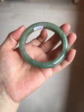 Load image into Gallery viewer, 57.2mm certified Type A 100% Natural icy watery dark green gray Jadeite Jade bangle PC14-0371
