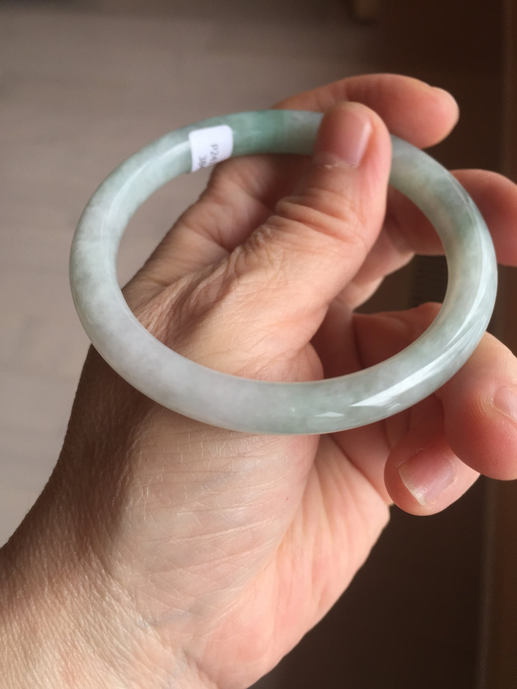 57.5mm certified 100% natural Type A light green white round cut jadeite jade bangle PE11-3843