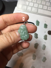 Load image into Gallery viewer, 100% natural type A icy watery jadeite jade green/white 3D PiXiu(貔貅) pendant group necklace F160
