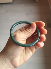Load image into Gallery viewer, 55.3mm Certified Type A 100% Natural dark green/blue/gray Guatemala slim round cut Jadeite bangle PH135-4297
