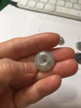 Load image into Gallery viewer, 15-18.4mm 100% natural black white jadeite jade(Wuji, 乌鸡) Safety Guardian Button donuts pendant PA250
